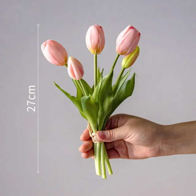 Clear Moist Feeling Flower Tulip Fake Flower Living Room Desktop Furnishings 5 Light Pink - Shop at LoveMi