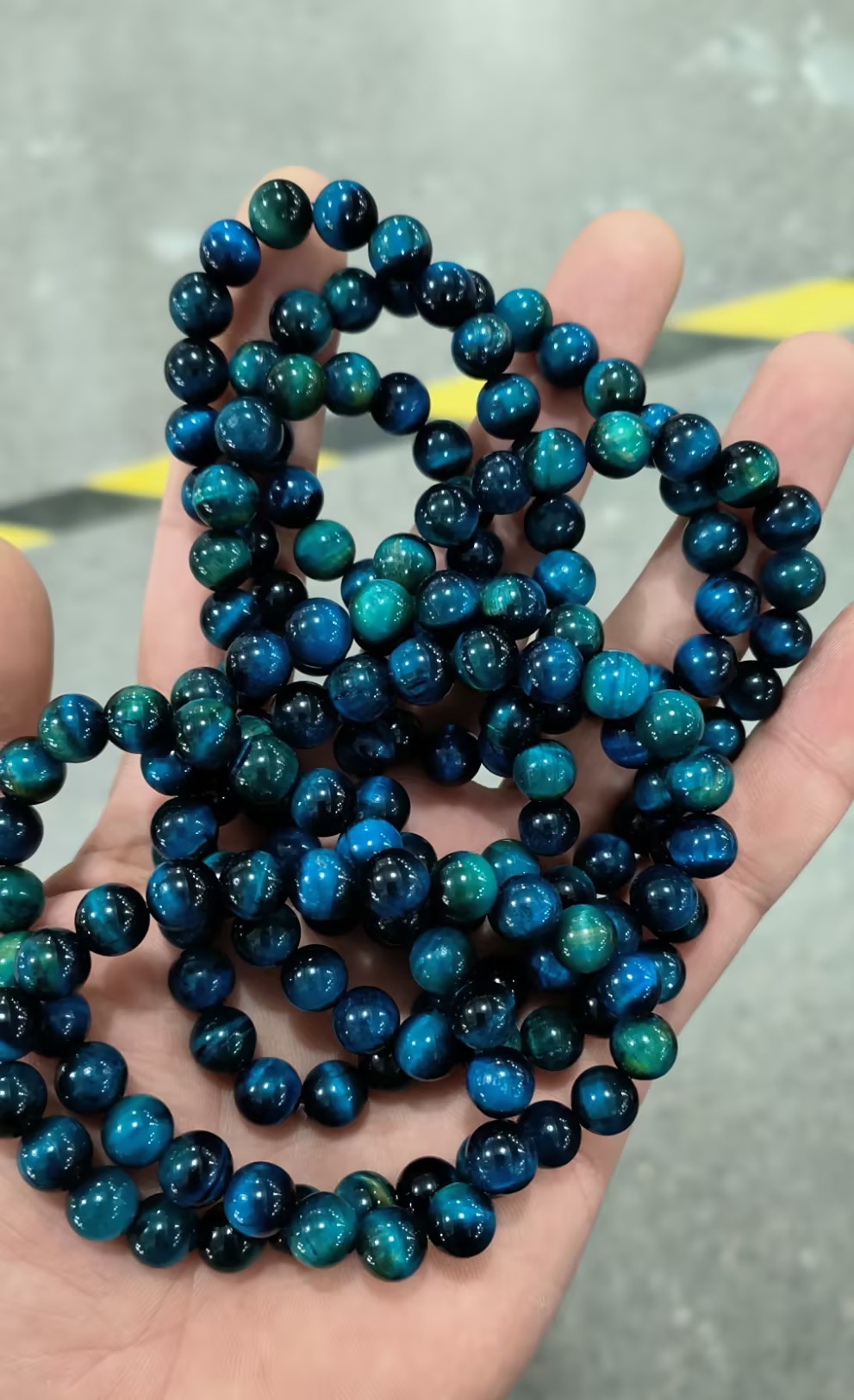Natural Green Tiger Eye Stone Bracelet Elastic Beads