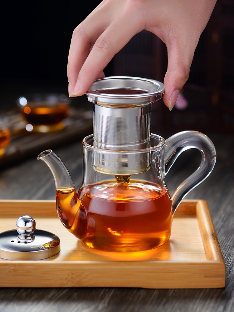 High Temperature Extra Thick Glass Teapot Stainless Steel Filter Liner