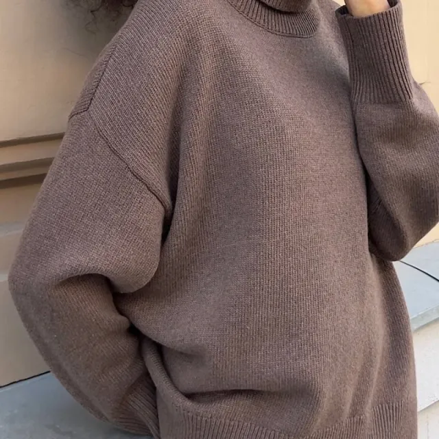 Comfortable Loose Versatile Basic Pullover Dark Brown - Shop at LoveMi