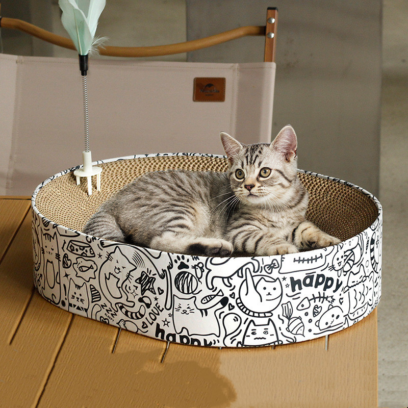 Oval Cat Scratch Board Nest Corrugated Paper Cat Scratch Toy