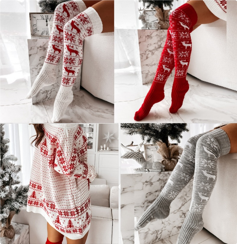 Christmas Jacquard Loose Knit Long Sleeve Dress