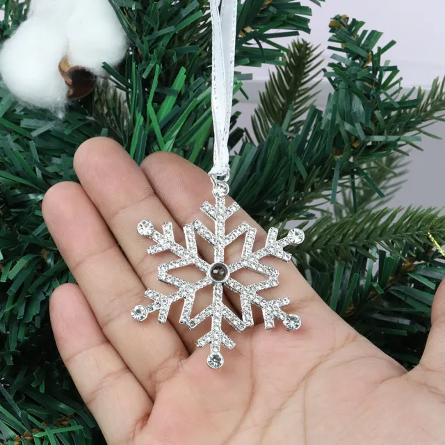 Christmas Gift Ornaments Snowflake Projection Pendant Silver - Shop at LoveMi