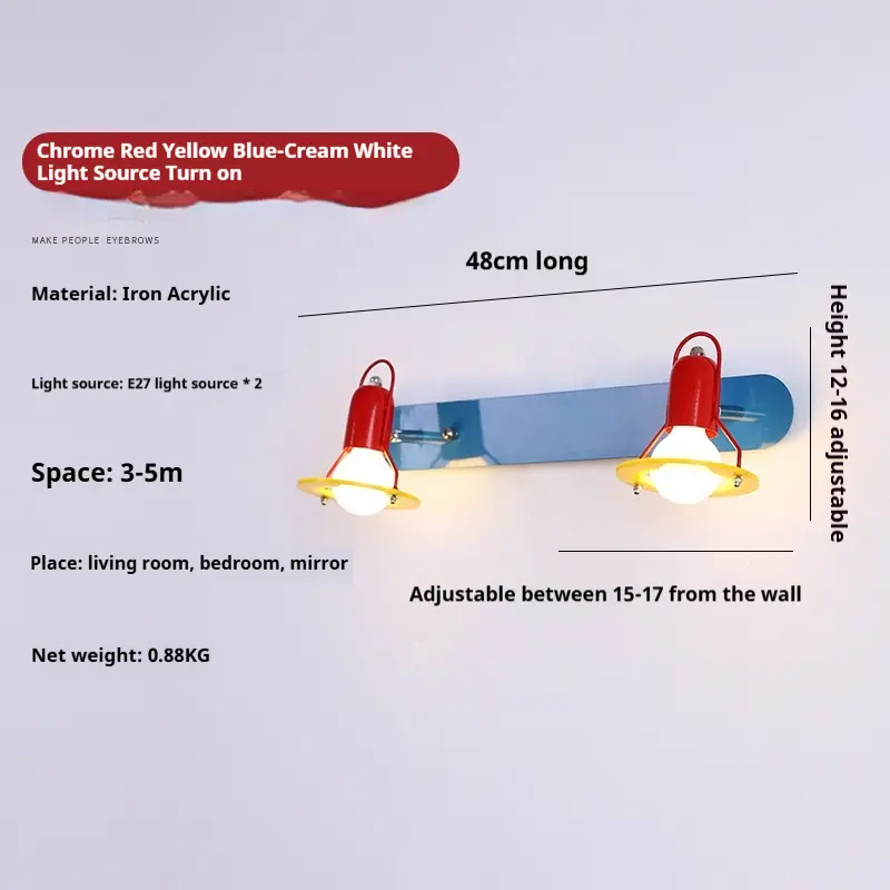 Colorful Children's And Girls' Room Model Room Bedroom Background Wall Mirror Headlight