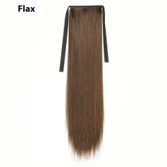 Lace-up Fashion Soft Wig Ponytail Realistic Matte Silk Long Straight Hair - Light Brown - View 1