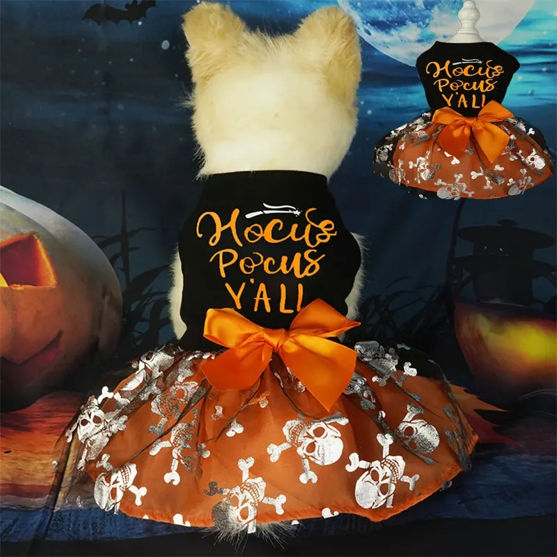 Pet Clothes Halloween Dog Cat Party Decoration Skull Black