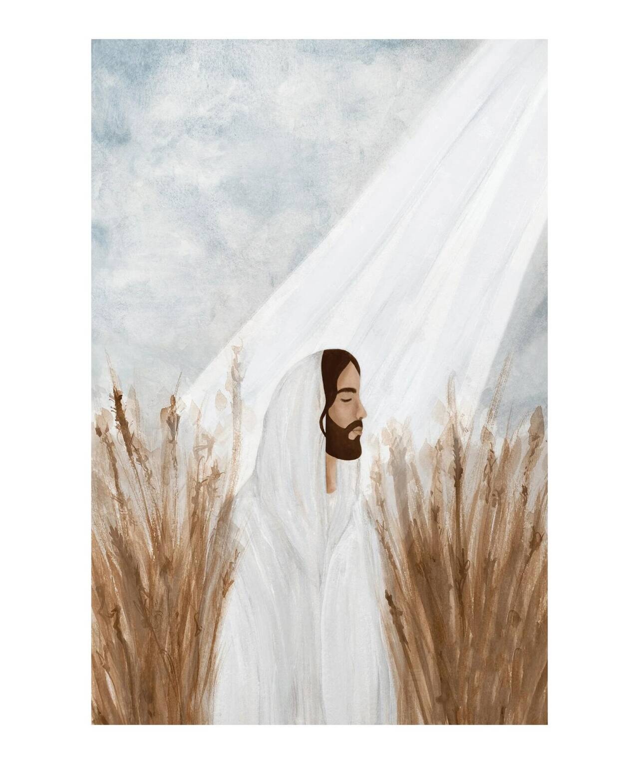 12” x 18” Jesus Christ Walking in a Wheat Field – Canvas Painting, Inspirational