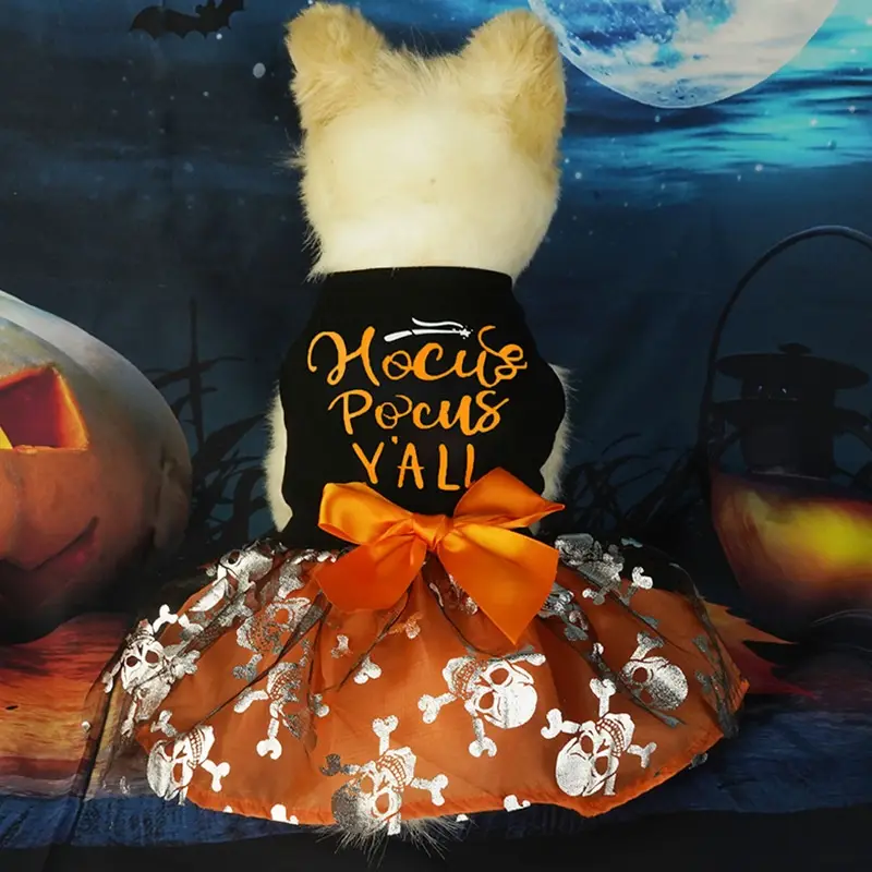 Pet Clothes Halloween Dog Cat Party Decoration Halloween Skull Black Costume
