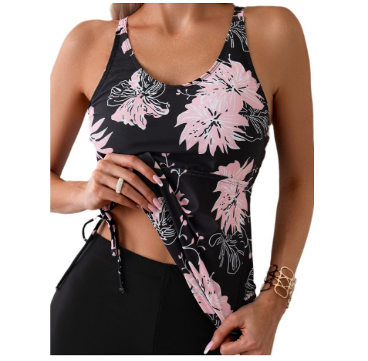 Trendy Printed Backless Split Advanced Swimsuit