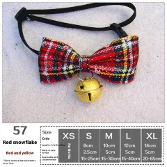 Pet Christmas Holiday Dress Up Dog Cat Scarf Butterfly Bow Tie - 57 Red Snowflake - View 1