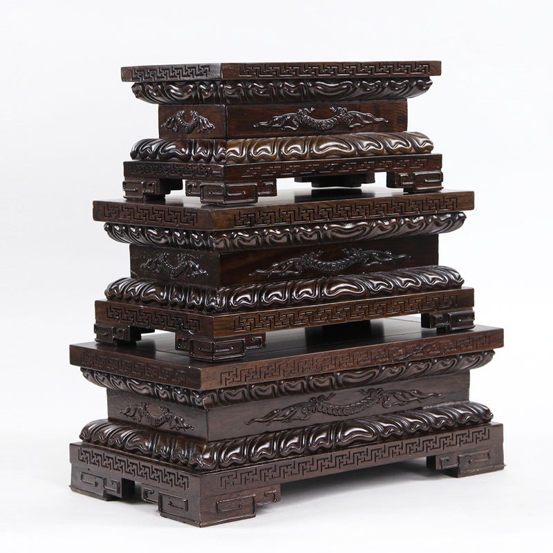 Lotus Buddha Base Guanyin Ornaments Red Sandalwood Carving Crafts