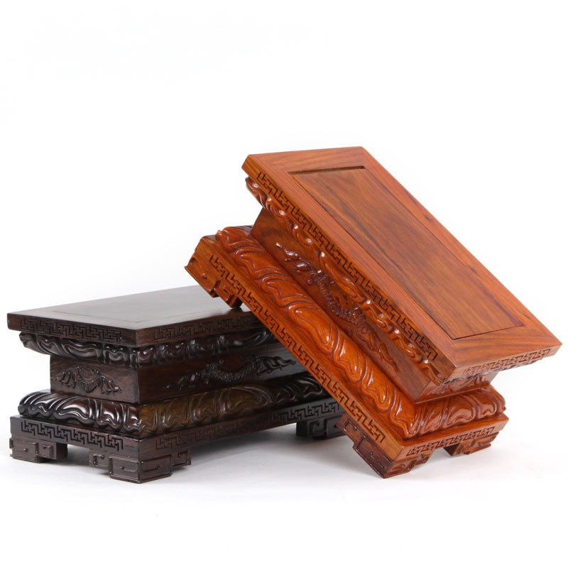 Lotus Buddha Base Guanyin Ornaments Red Sandalwood Carving Crafts
