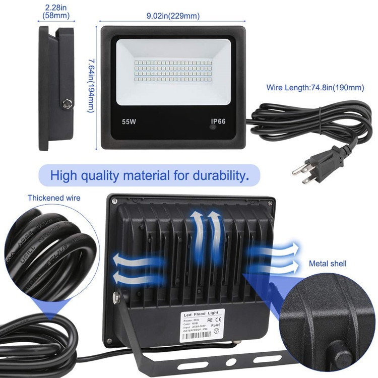 Colorful Remote Control Color Changing Flood Light Floodlight Outdoor Color Projection Light - Image 6