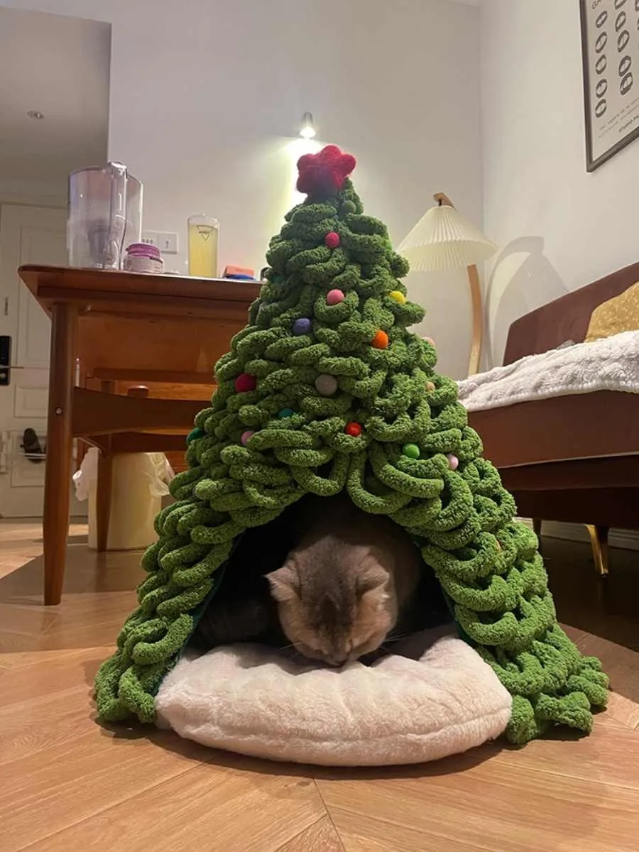 Christmas Tree Material Package Coarse Wool Woven Pet Nest - Base Fabric Stars Cushion