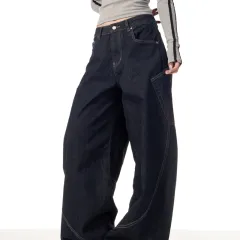 American Retro Large Pocket Machete Jeans - Black - View 1