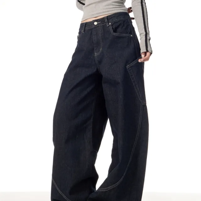 American Retro Large Pocket Machete Jeans Black - Shop at LoveMi