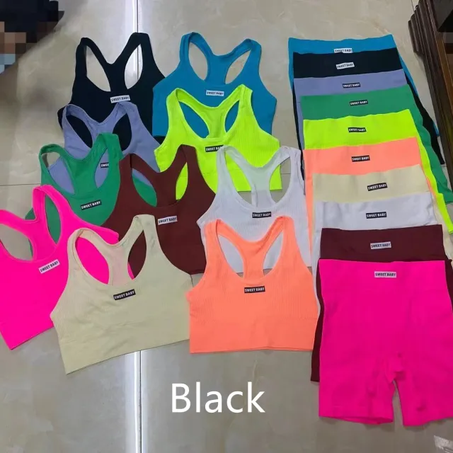 Sports Yoga Suit With Chest Pad Shockproof Beauty Back Hip Withdraw Stretch Sports Women's Shorts Black - Shop at LoveMi