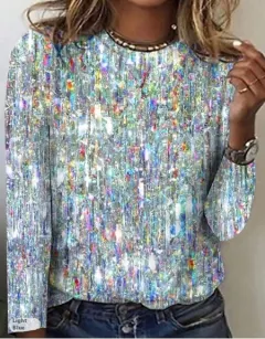 New Women's Long Sleeve Slim-fit T-shirt With Round Neck - 4 Style-Xxxl - View 1