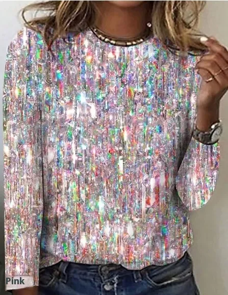 New Women's Long Sleeve Slim-fit T-shirt With Round Neck - 2 Style-Xxxxl