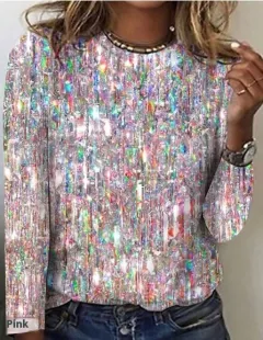 New Women's Long Sleeve Slim-fit T-shirt With Round Neck - 2 Style - View 1