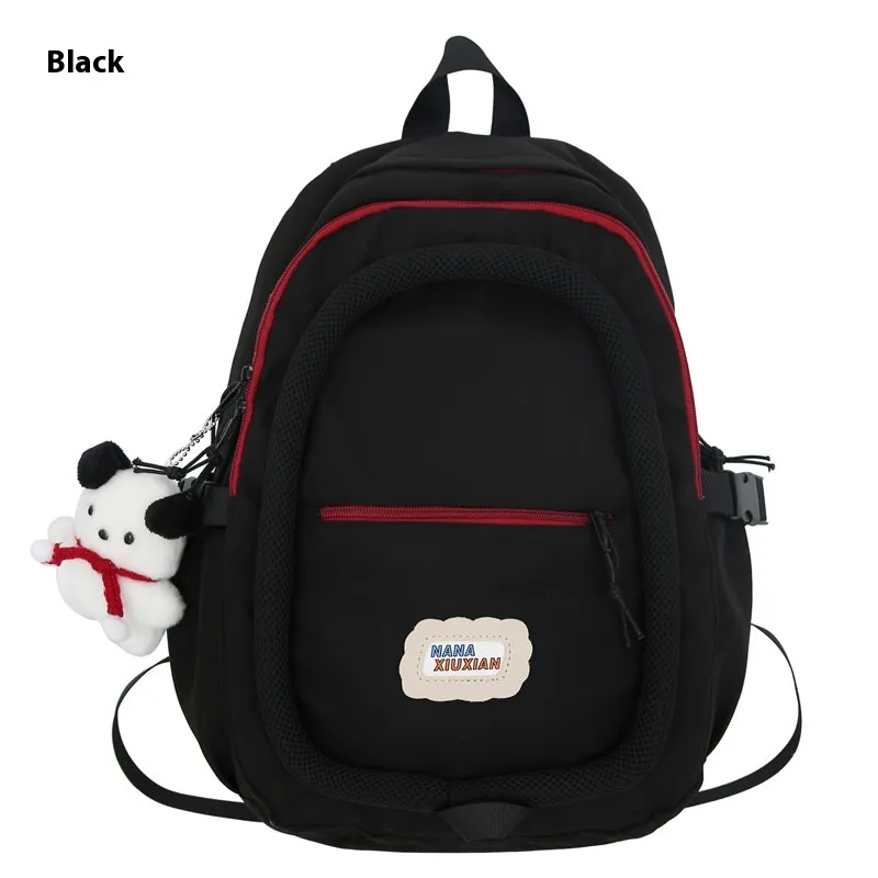 College Female Large-capacity Backpack - Black