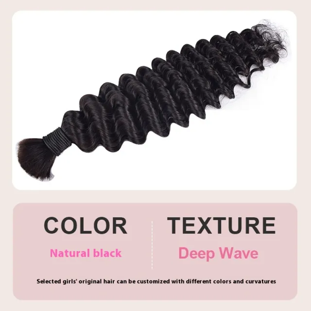 Deep Wave Women's Hair Extension Hair Bulk #1B - Shop at LoveMi