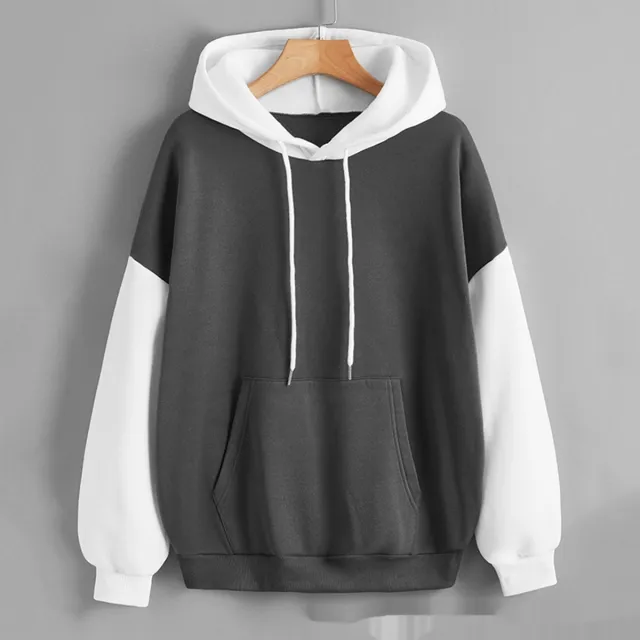 Women's Hooded Spring And Autumn All match Coat Casual Loose Patchwork Top Fashion Gray - Shop at LoveMi