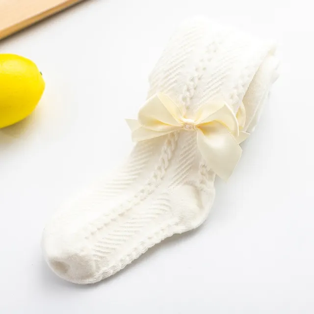 Spring And Summer New Fashionable Thin Mesh Bow Children's Pantyhose Girls' Socks Big Bottom Leggings White - Shop at LoveMi