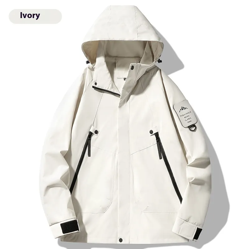Single-layer Outdoor Shell Jacket Thin Windproof Waterproof Mountaineering Suit - Ivory
