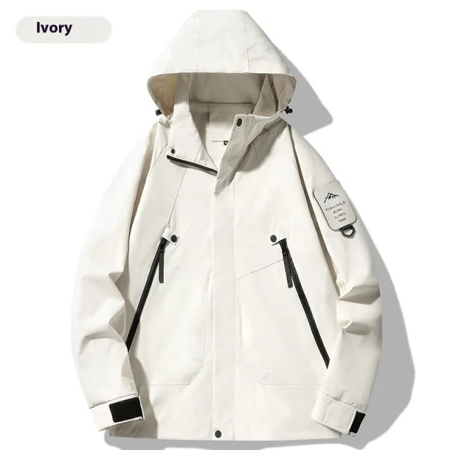 Single layer Outdoor Shell Jacket Thin Windproof Waterproof Mountaineering Suit Ivory - Shop at LoveMi