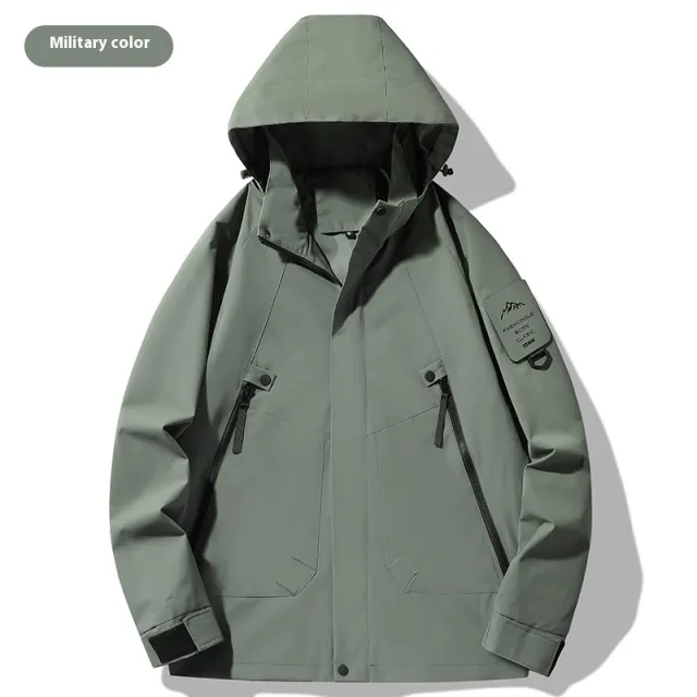 Single layer Outdoor Shell Jacket Thin Windproof Waterproof Mountaineering Suit Army Color M - Shop at LoveMi
