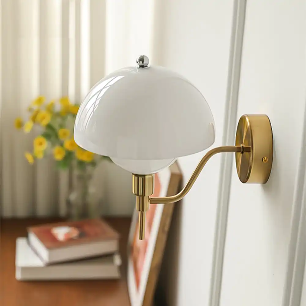 French White Cream Living Room Background Wall Mushroom Wall Lamp