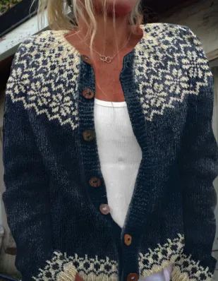 3D Digital Printing Cardigan Knitted Coat Women - E114