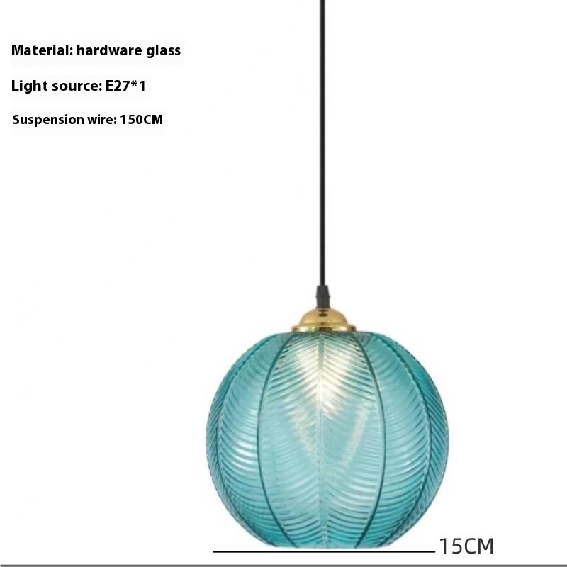 Creative Bedroom Light Leaf Pattern Glass Chandelier - Image 4