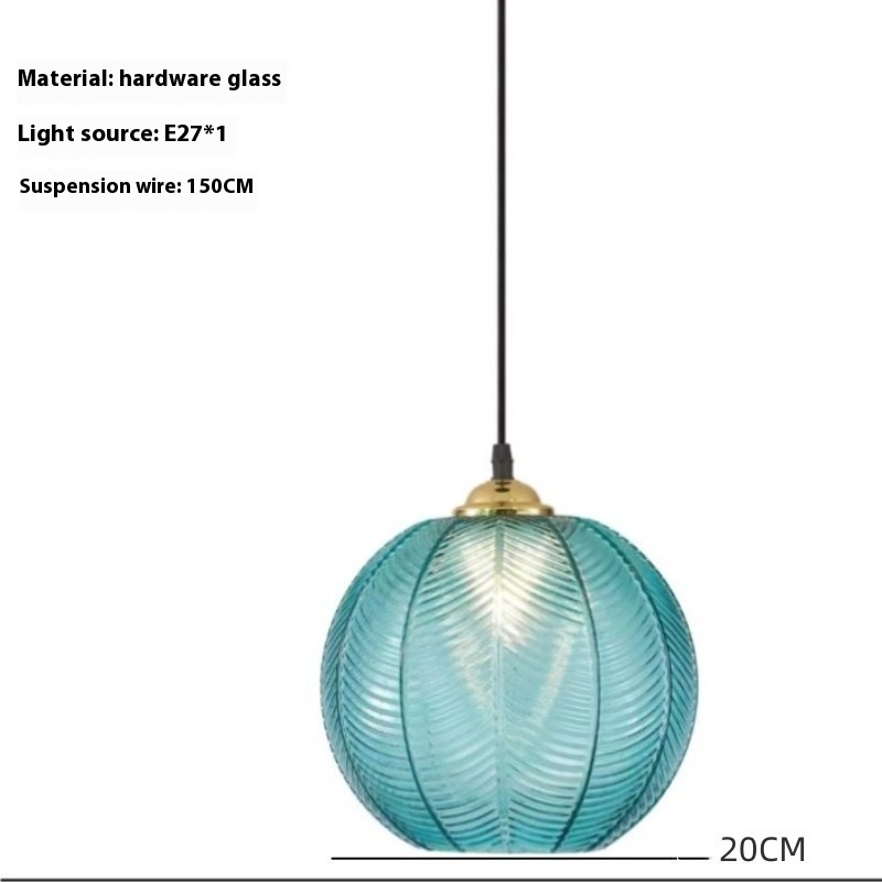 Creative Bedroom Light Leaf Pattern Glass Chandelier - Image 7