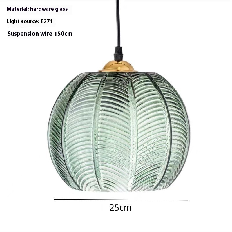 Creative Bedroom Light Leaf Pattern Glass Chandelier - Image 2