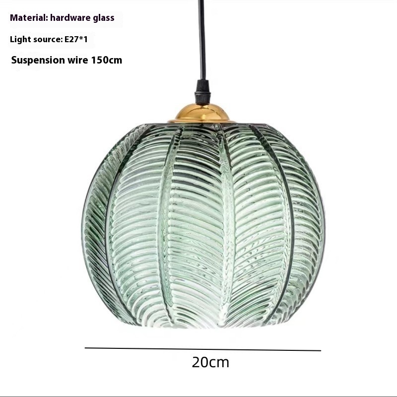 Creative Bedroom Light Leaf Pattern Glass Chandelier - Image 10