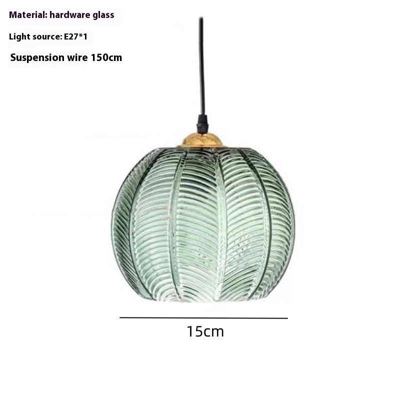 Creative Bedroom Light Leaf Pattern Glass Chandelier - Image 5