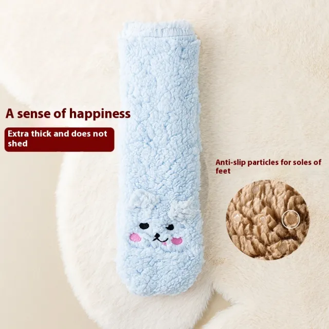 Winter Floor Socks Velvet Thicken Warm Coral Velvet Cute Socks Japanese style Home Footwear Non slip Socks New Year Gifts Winter Gadgets No 6 Color - Shop at LoveMi