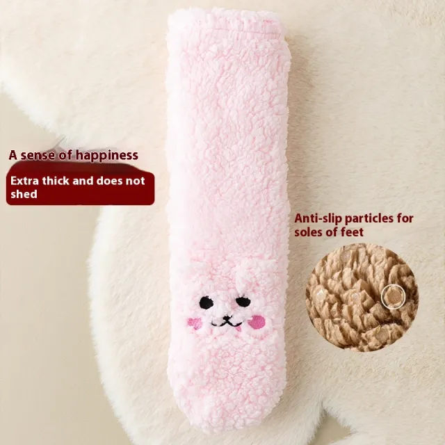 Winter Floor Socks Velvet Thicken Warm Coral Velvet Cute Socks Japanese style Home Footwear Non slip Socks New Year Gifts Winter Gadgets No 5 Color - Shop at LoveMi
