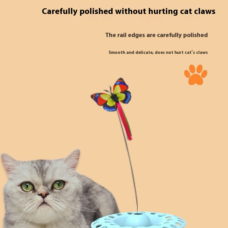 Pet Electric Three-in-one Cat Turntable Cat Butterfly Flying Feather Excavator Smart