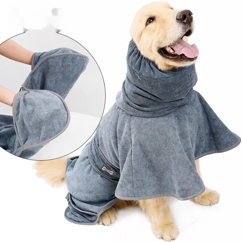 Pet Cotton Dog Bath Towel Strong Water-absorbing Quick-drying — Gray / M