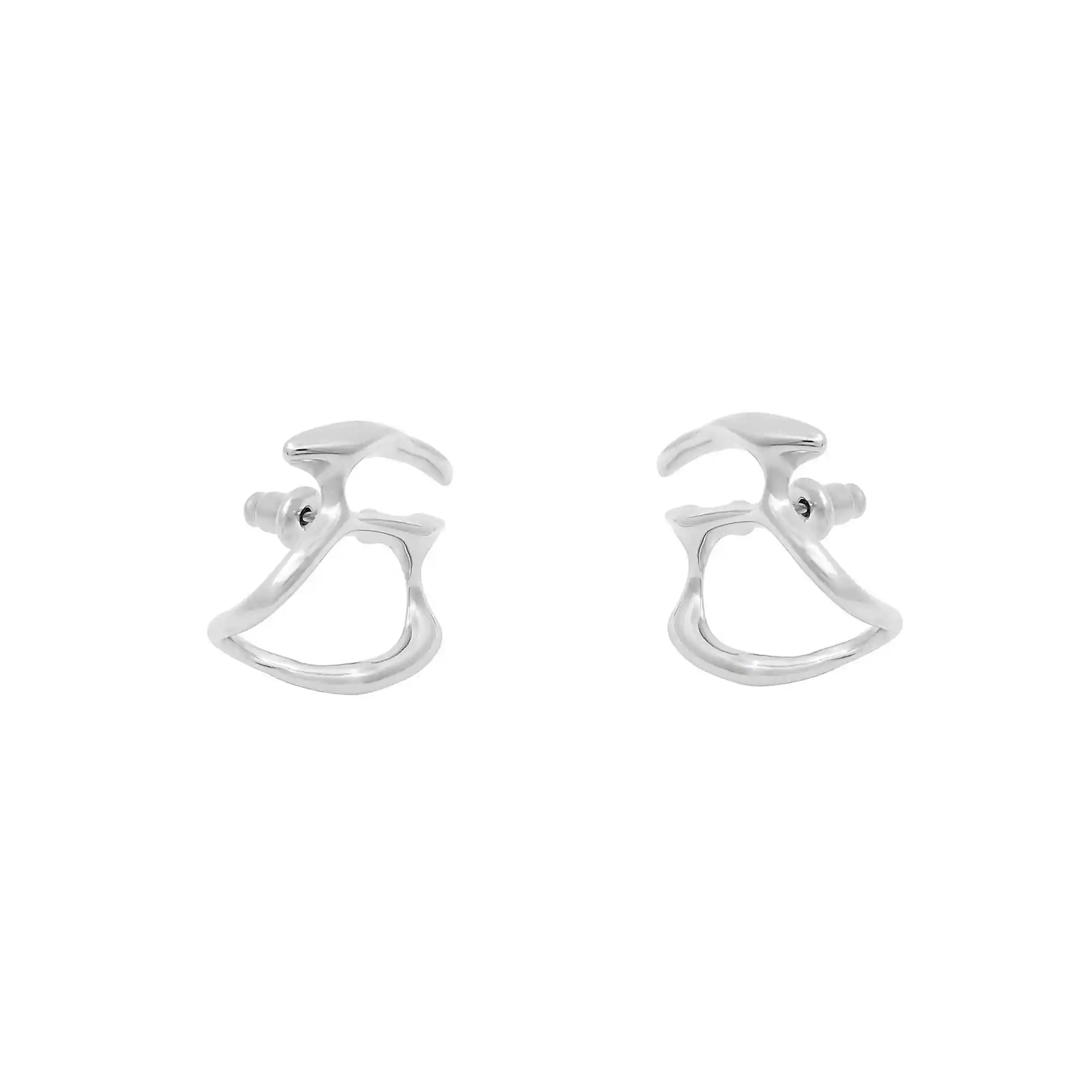 Liquid Hollow Metal Wrapped Earlobe Nail Titanium Steel Ear Studs