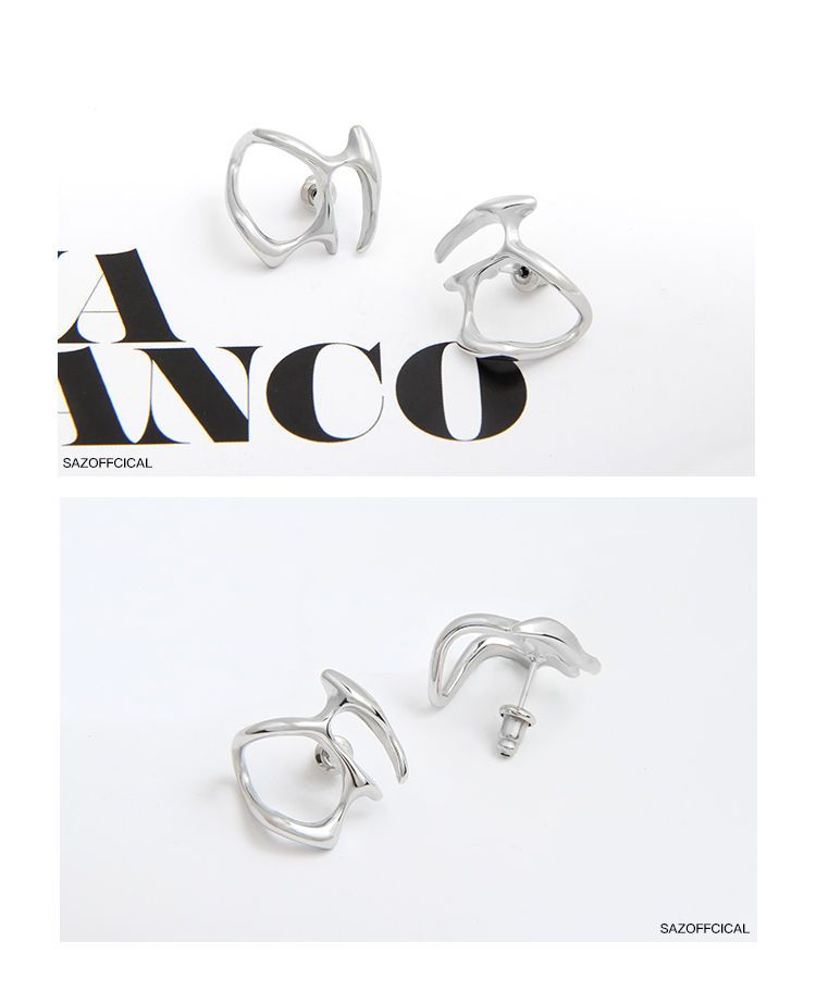 Liquid Hollow Metal Wrapped Earlobe Nail Titanium Steel Ear Studs
