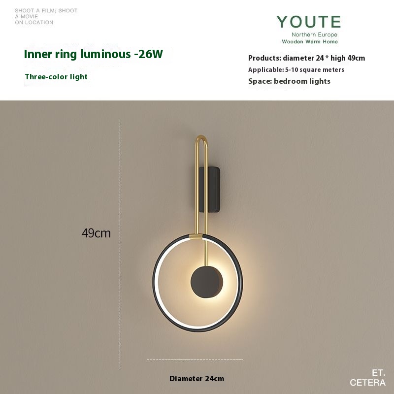 مصباح جانبي لغرفة النوم وتصميم الحائط لغرفة المعيشة