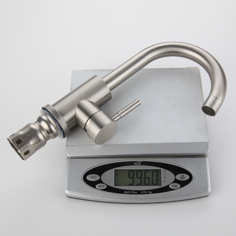 Stainless Steel Basin Hot And Cold Single Hole Faucet Rotatable