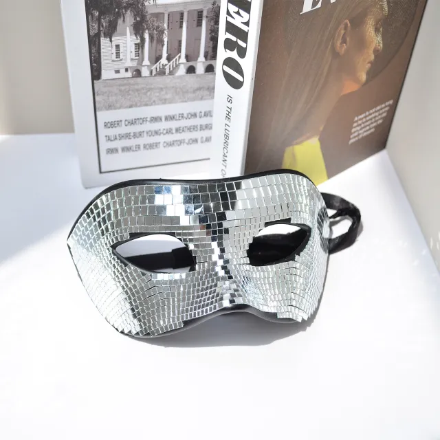 Mirror Reflective Glass Party Headwear Helmet Silver 2 - Shop at LoveMi