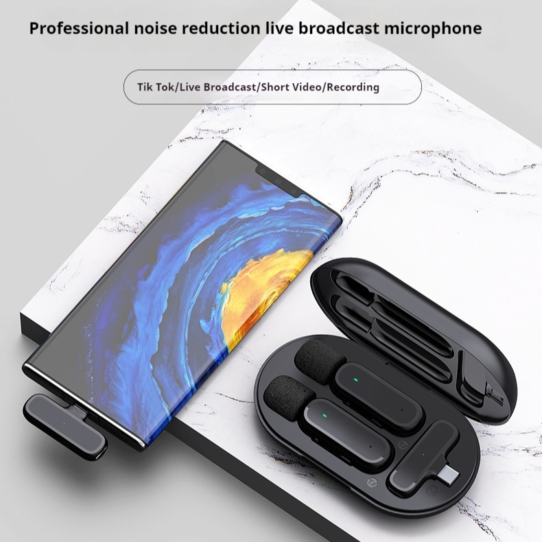 Mini Wireless Neckline Clip Microphone Stereo Mobile Live Streaming Dedicated