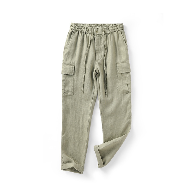 Loose Mid Waist Youth Breathable Linen Casual Pants