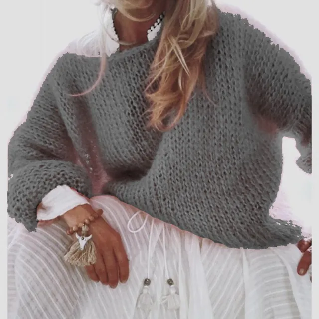 Women's Autumn And Winter Knitting Top Sweater Grey - Shop at LoveMi